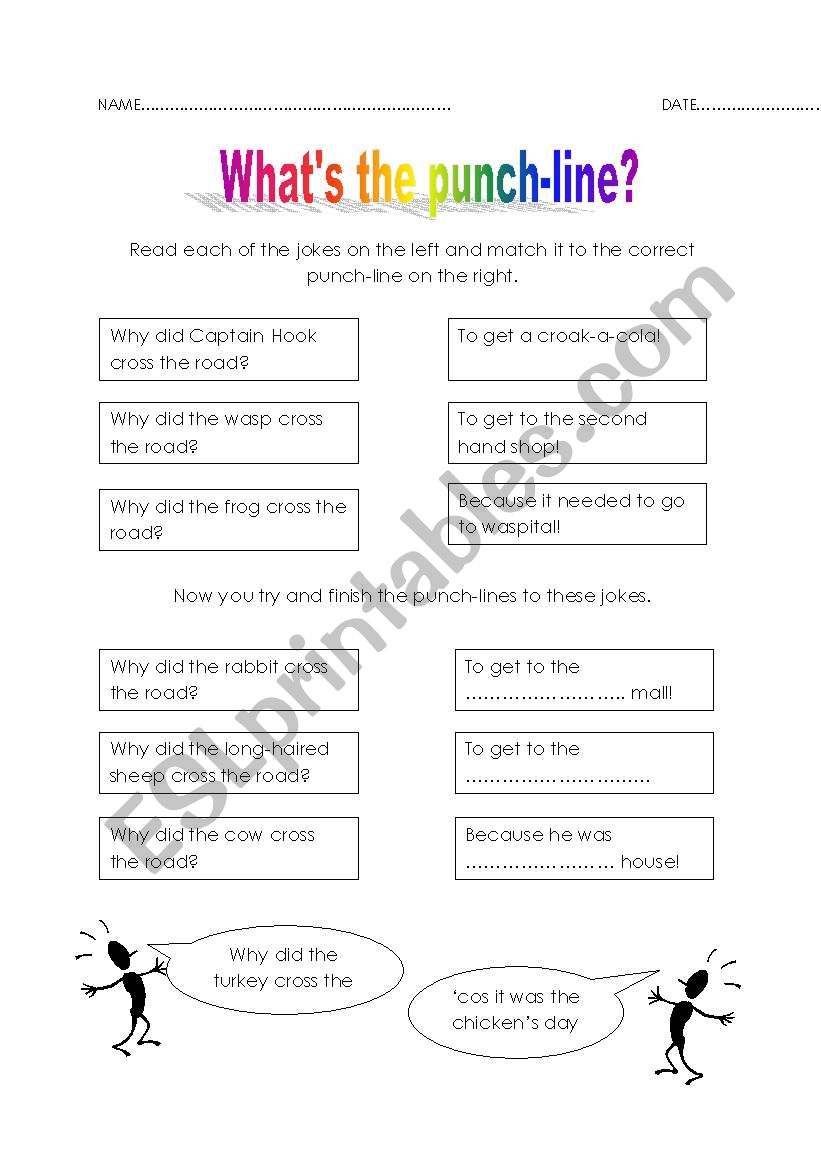English worksheets: What´s the punchline?