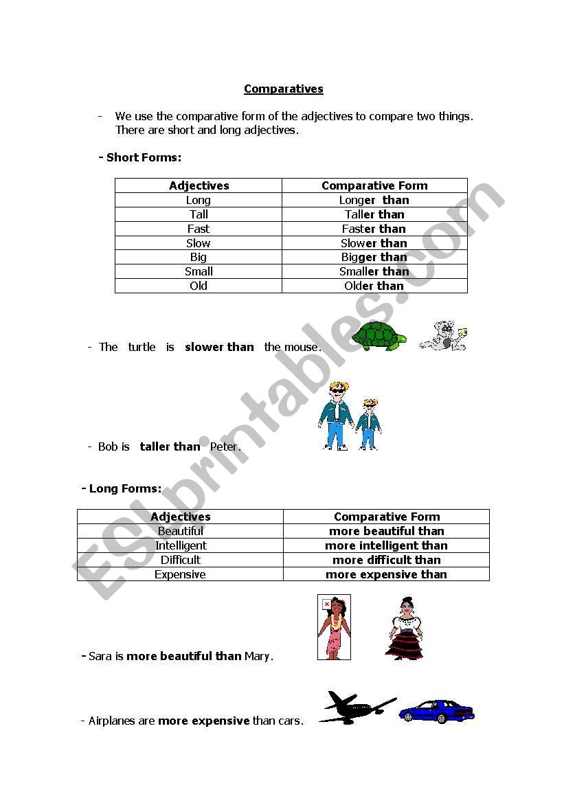 Comparatives worksheet