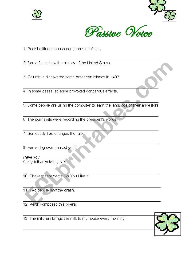 Passive voice worksheet