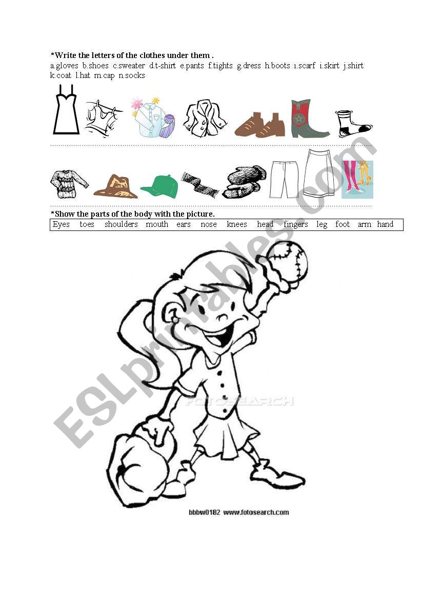 body parts and clothes worksheet