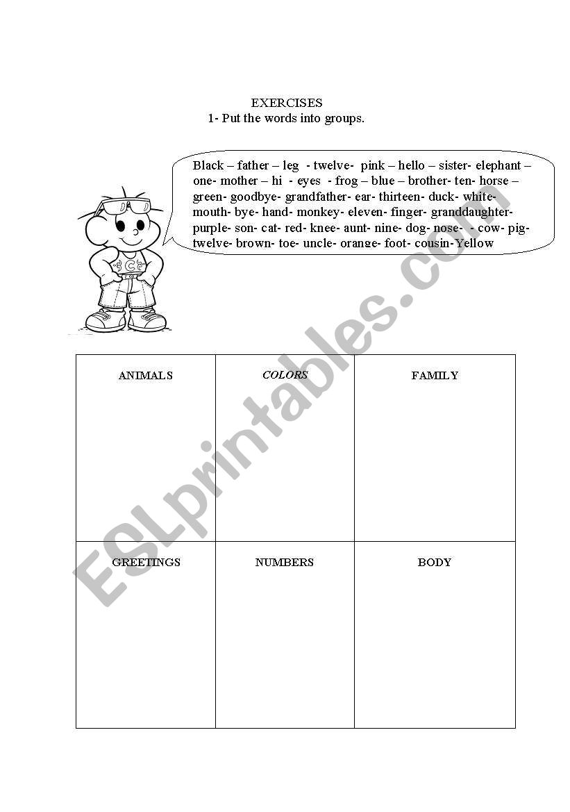 Vocabulary worksheet