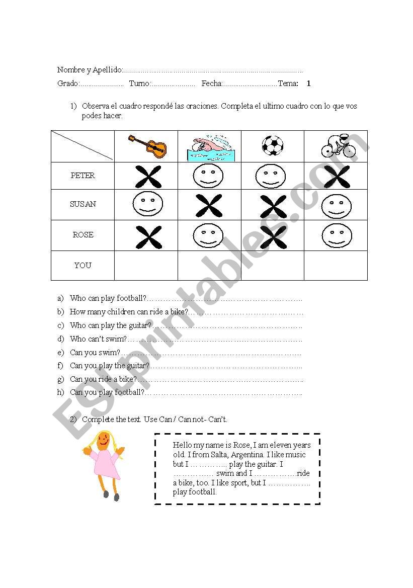 EXAM VERB CAN worksheet