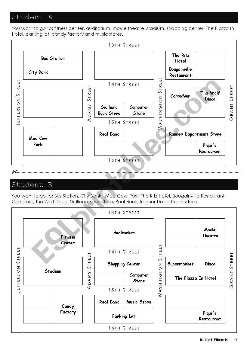 Locating places worksheet