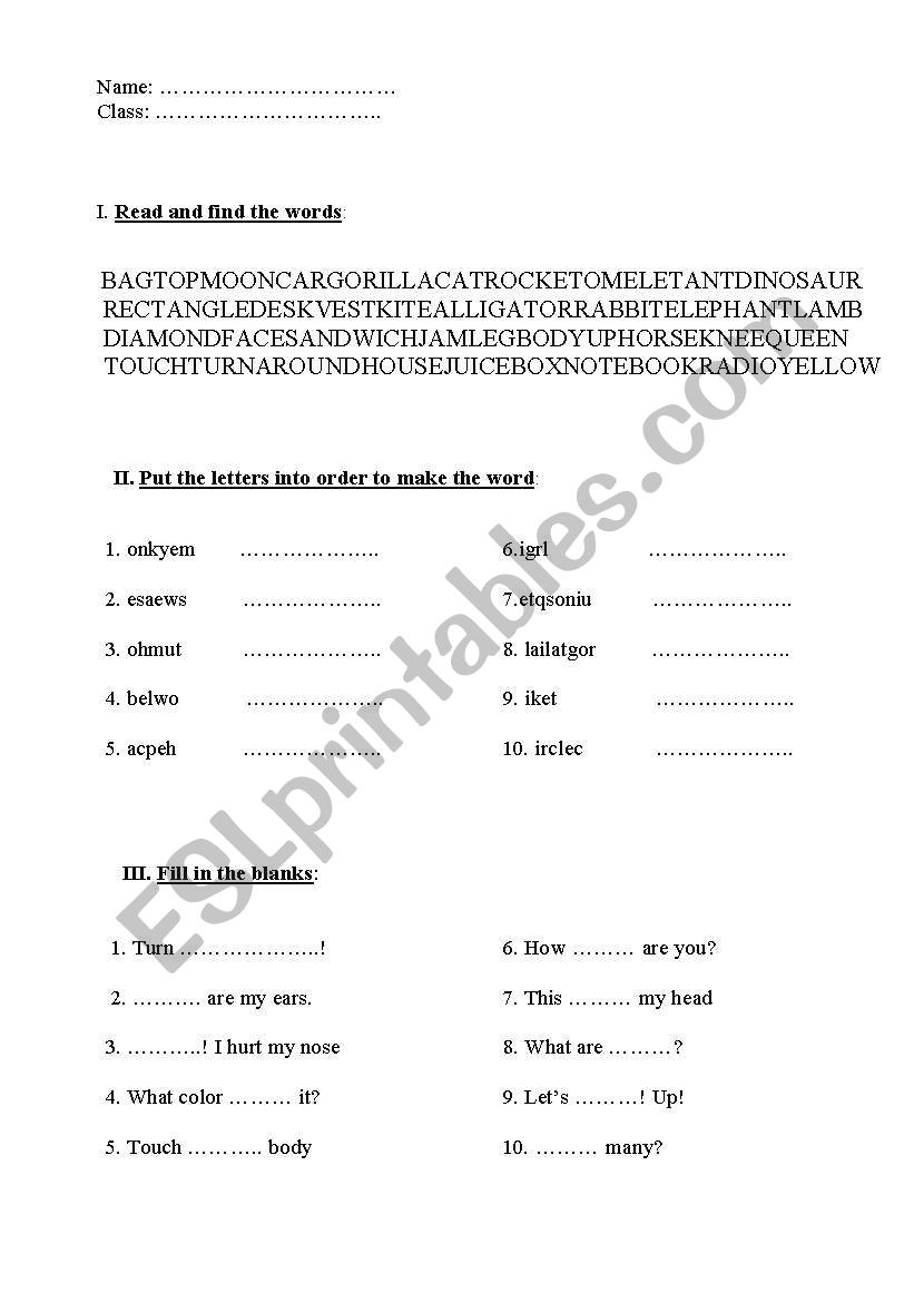 Lets go starter worksheet worksheet