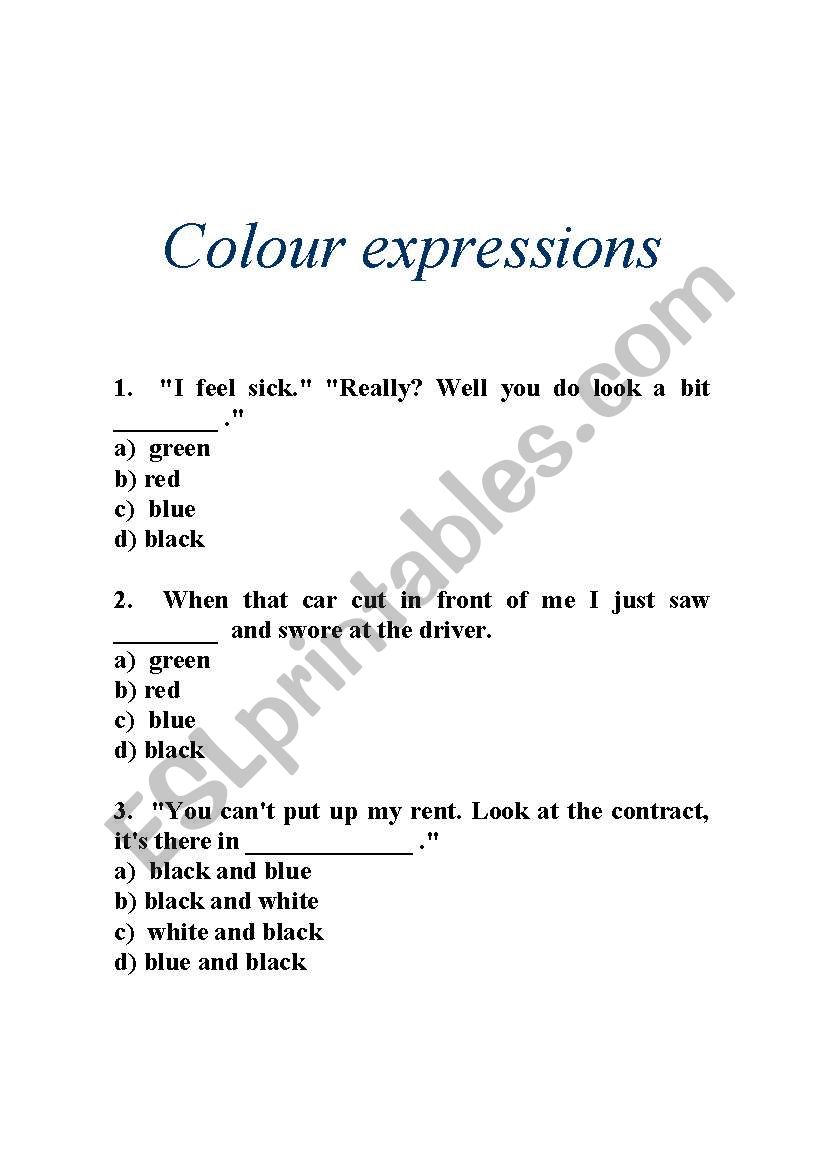 color expresion worksheet