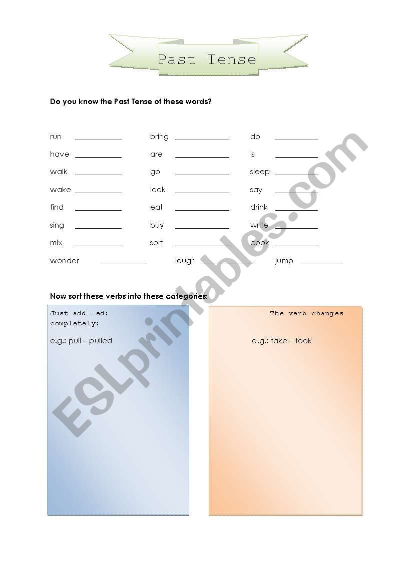 past tense worksheet