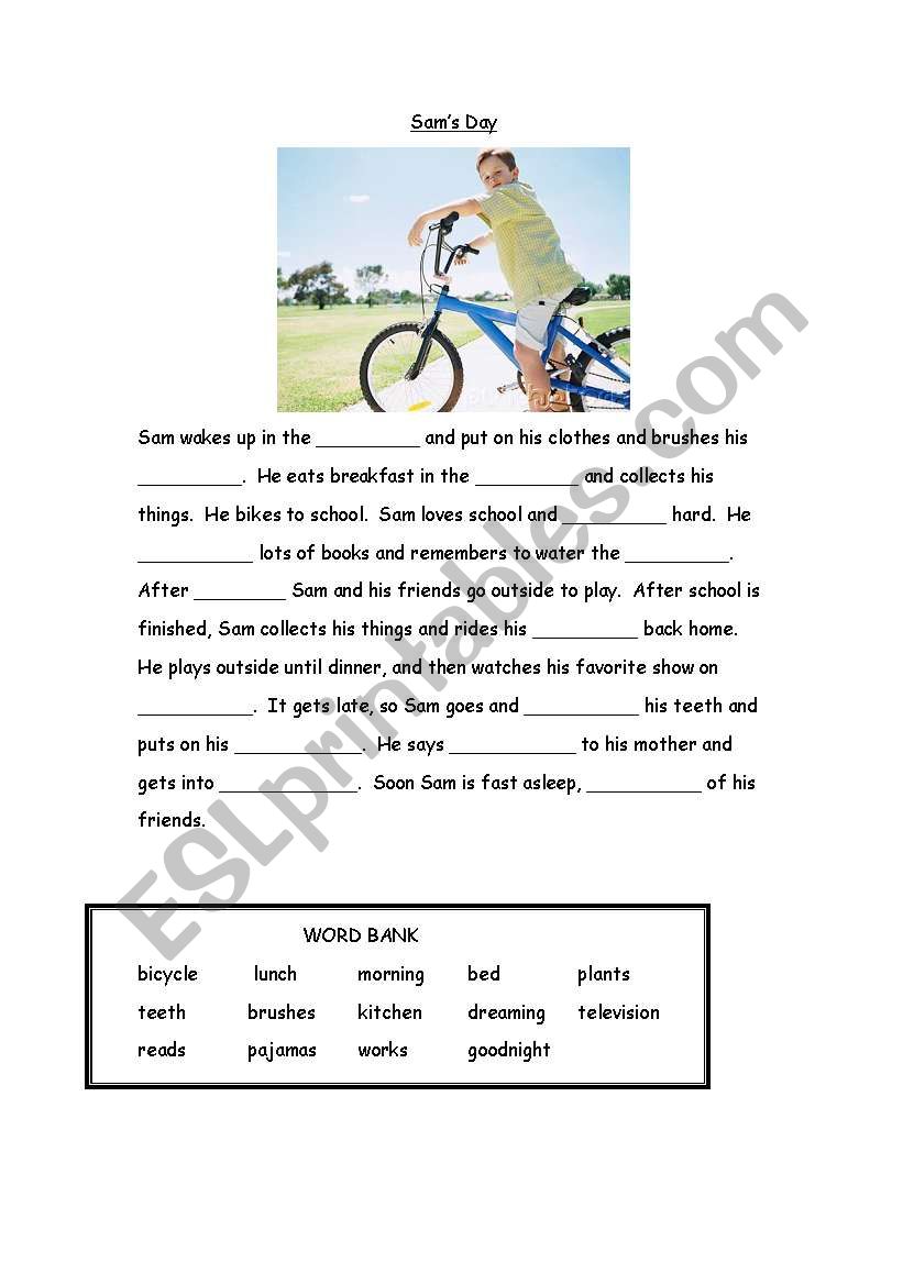 Sams Day worksheet