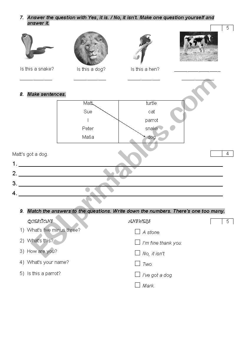 Test worksheet