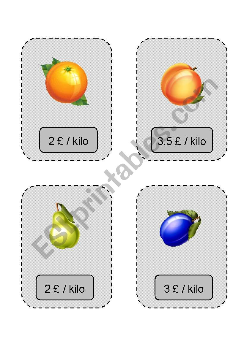 Food Cards worksheet