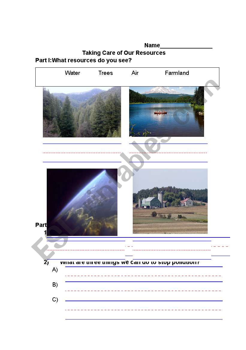 our resources worksheet