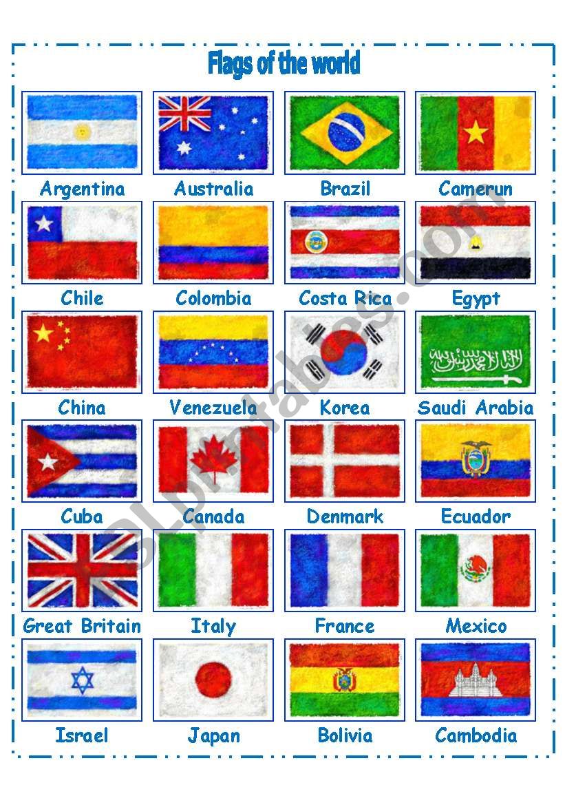 Flags Of The World ESL Worksheet By LA LUNA