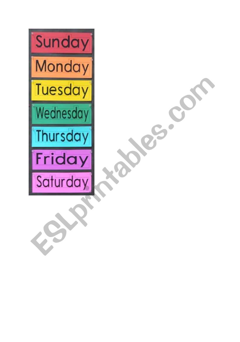 days of the week poster worksheet