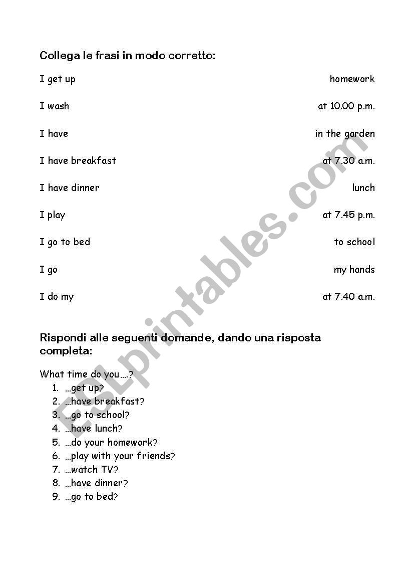 simple present - match worksheet