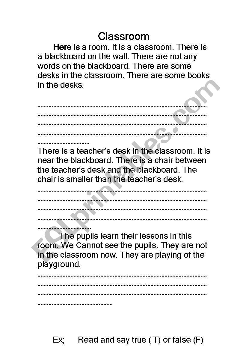 Classroom worksheet