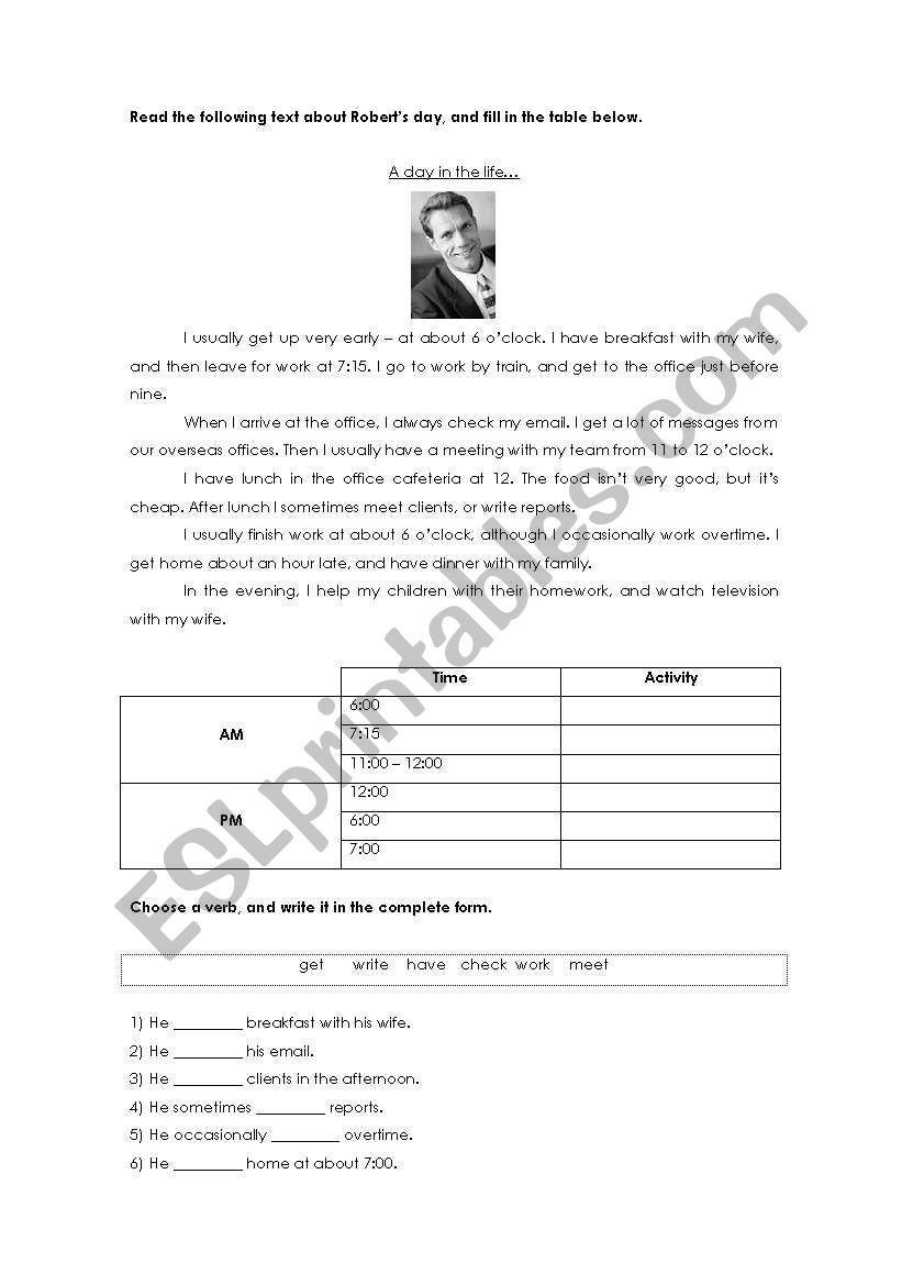 Daily Routine worksheet