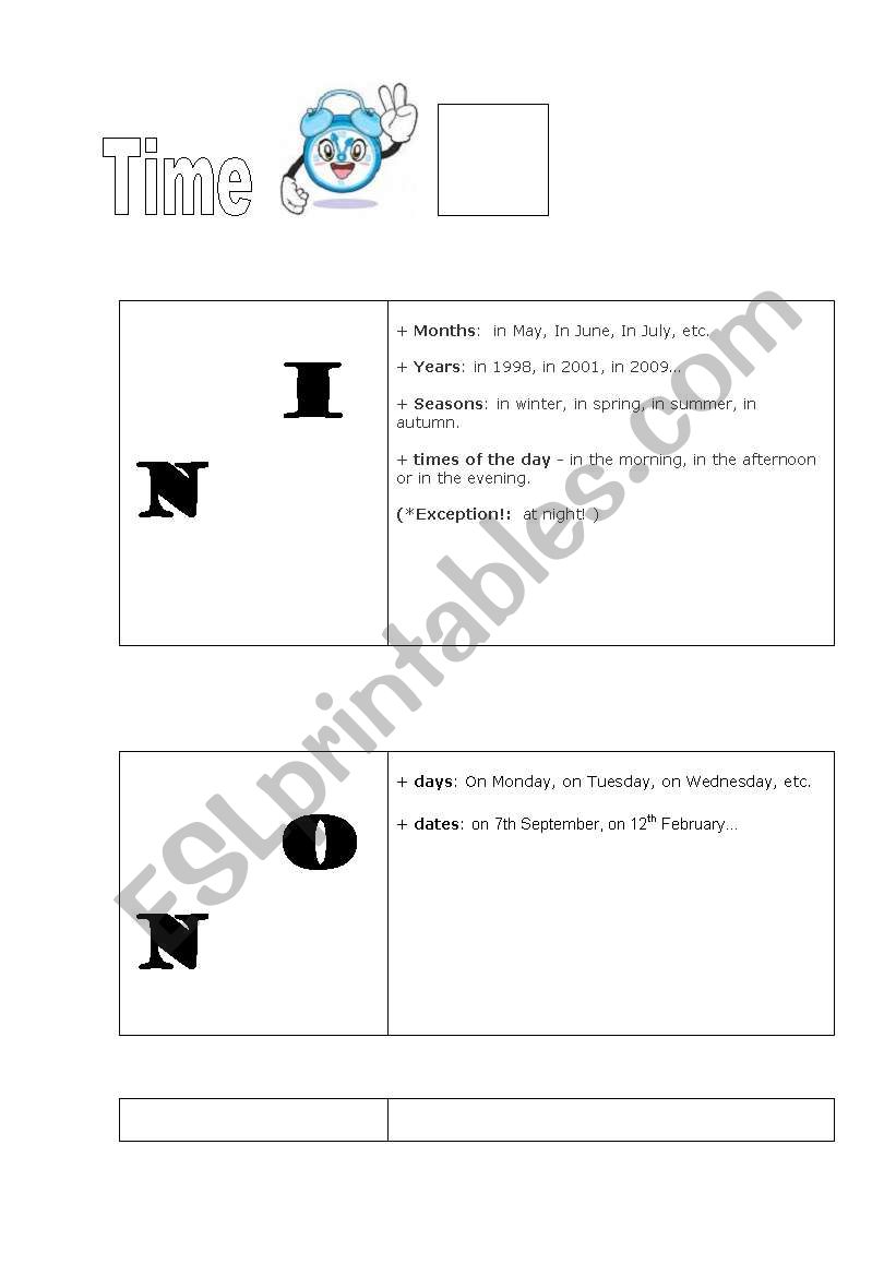 Time prepositions (in - on -at)