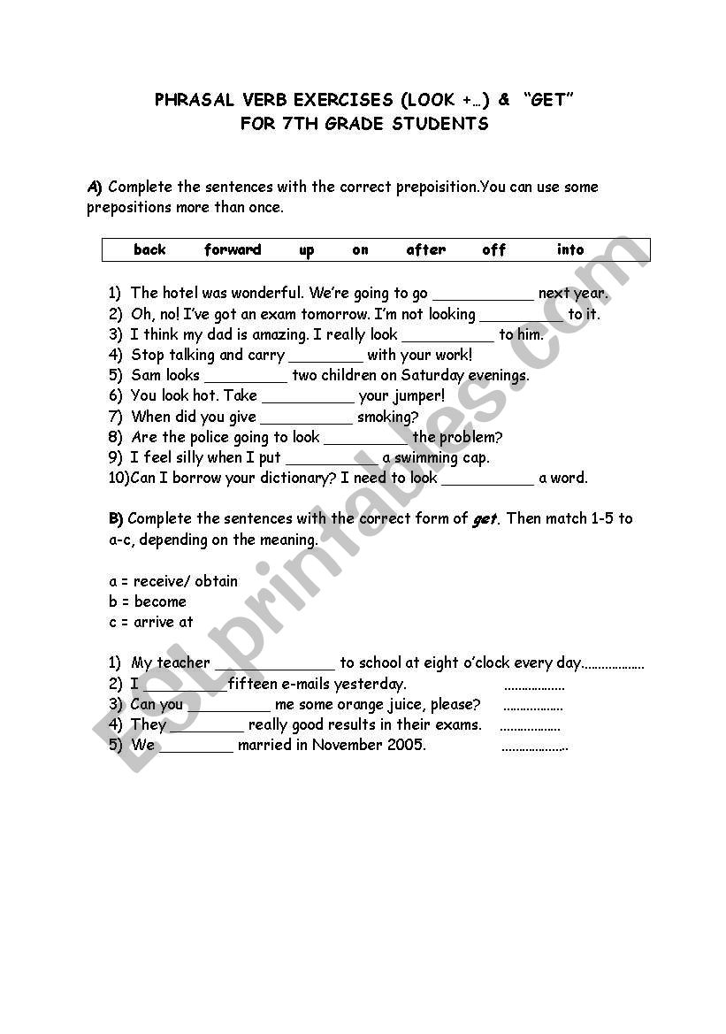 Phrasal Verbs Exercises worksheet