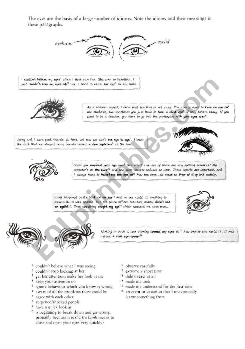 Eye worksheet