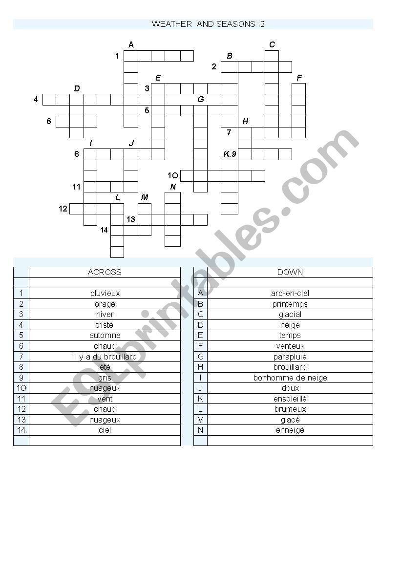 weather and seasons 2 worksheet