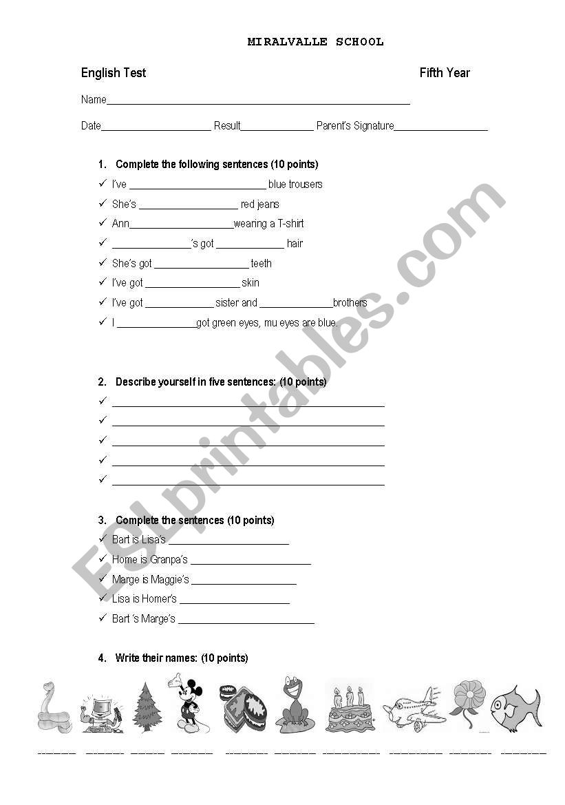 English Worksheets TEST