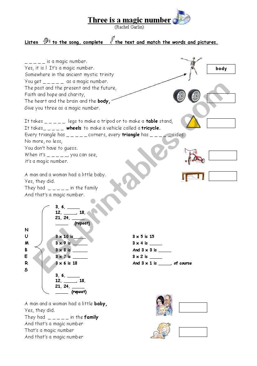 3 is a Magic Number worksheet