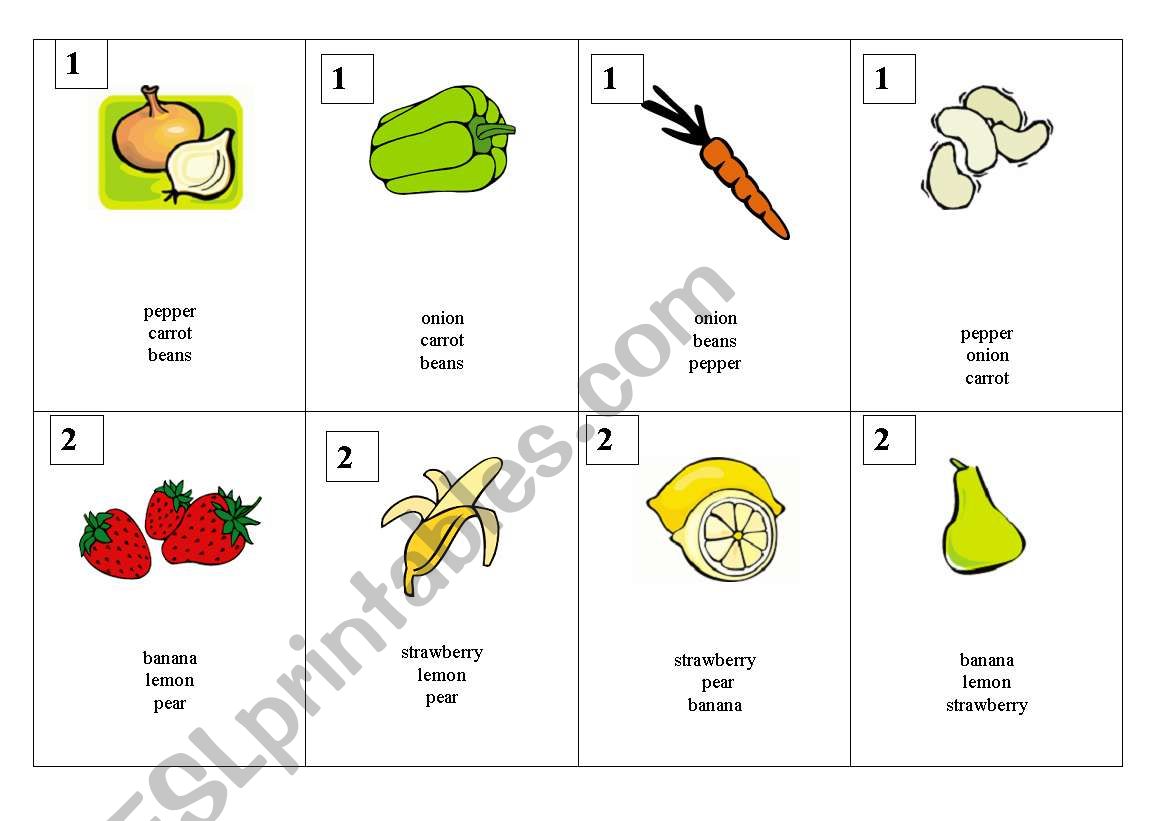 food - play with cards worksheet