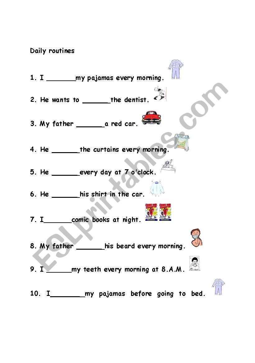 Daily routines worksheet