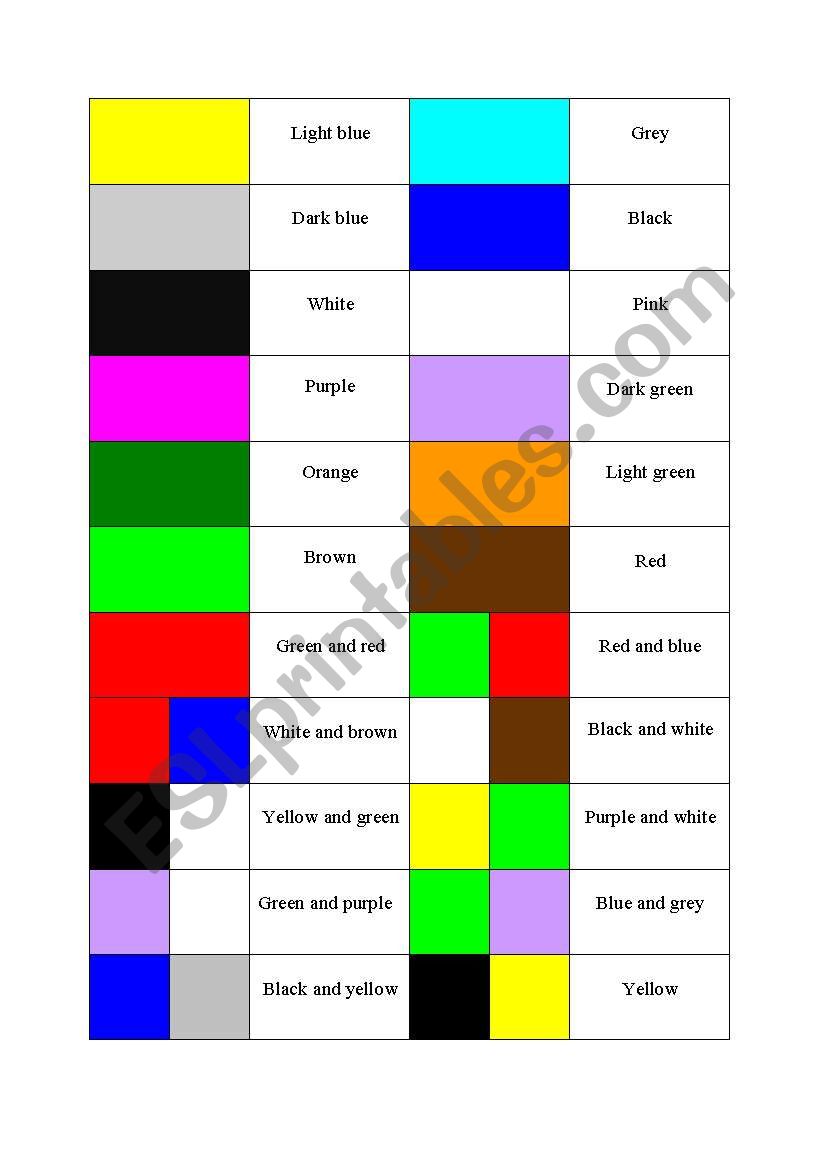 domino des couleurs  worksheet