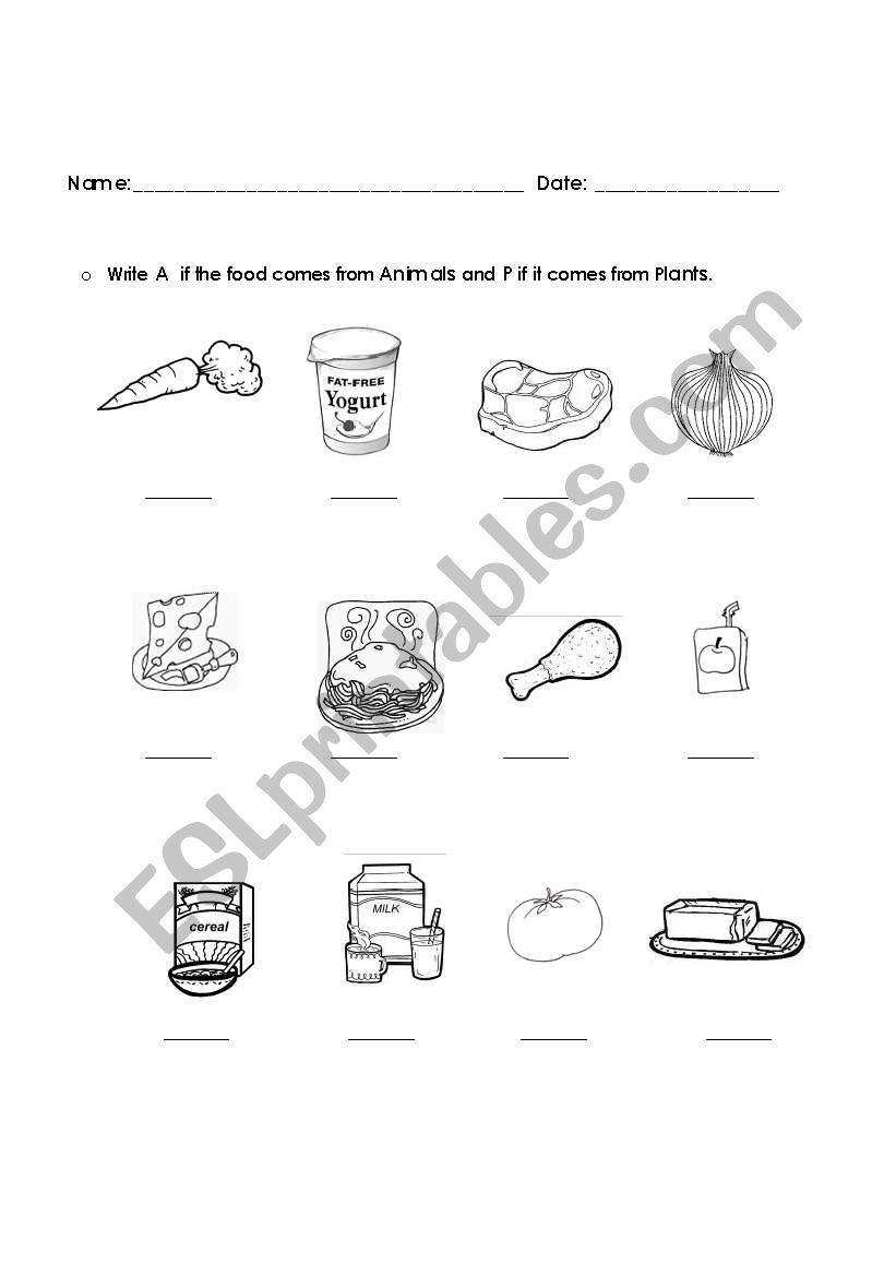 Where does food come from? - ESL worksheet by caty_jaimes