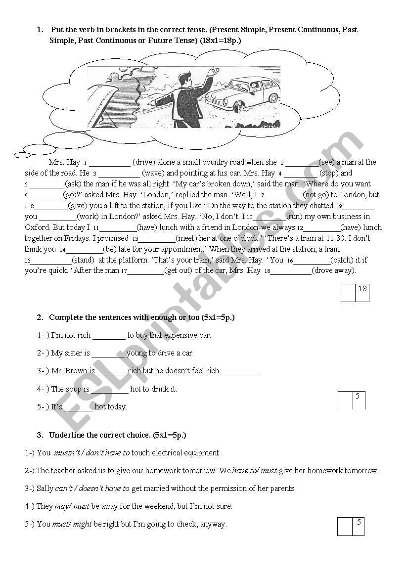 Tenses Class 10 Worksheet