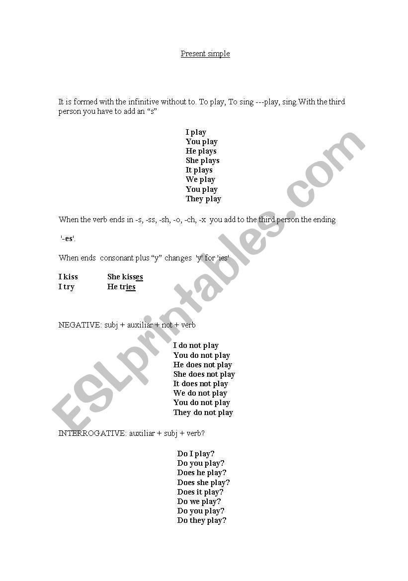 present simple worksheet