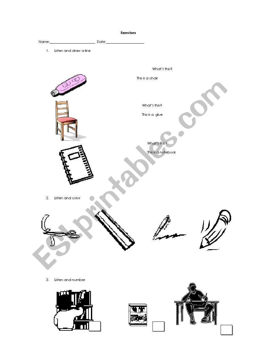 classroom objects worksheet