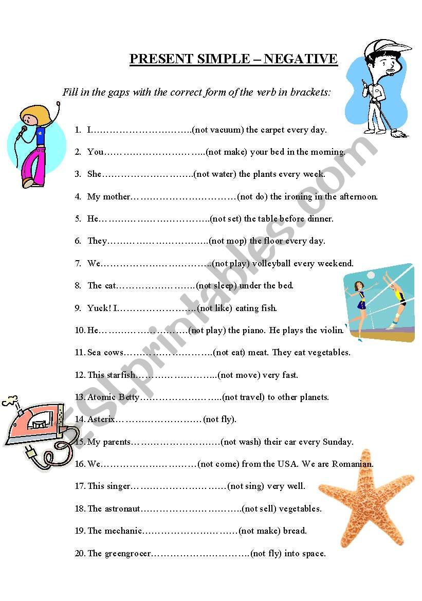 Present Simple Negative ESL Worksheet By Georgy2804