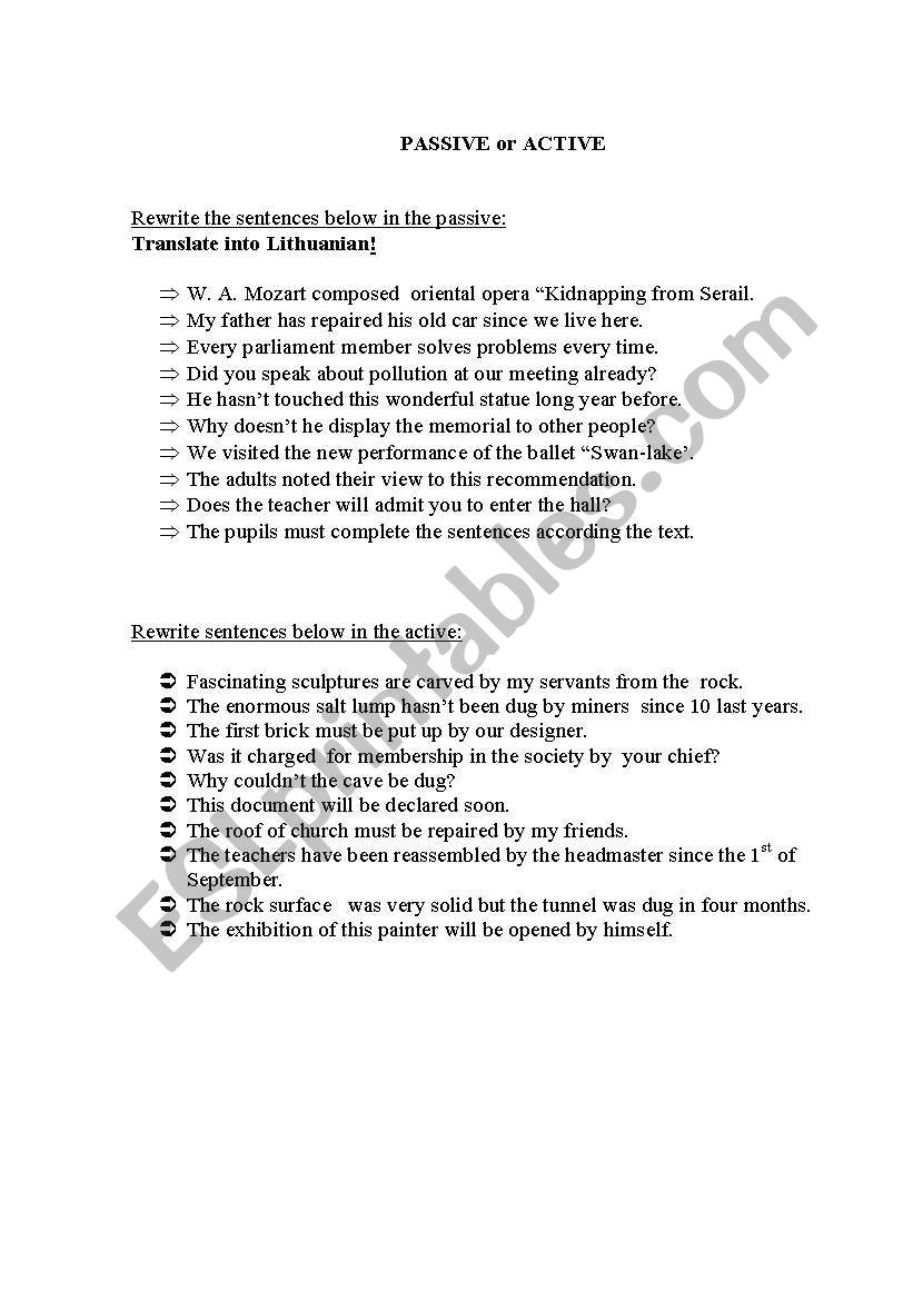 Revision : Passive and Active (ENTERPRISE 2)