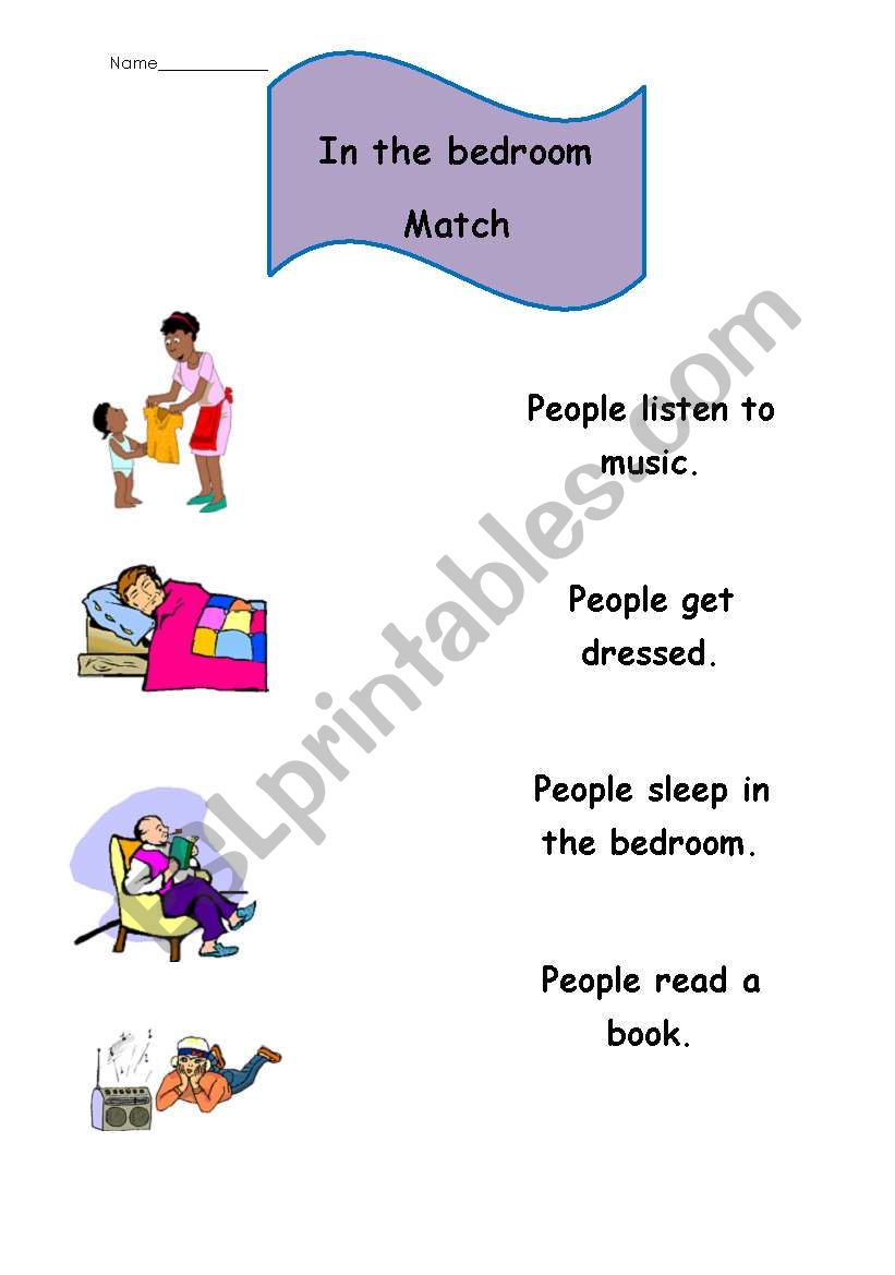 In the bedroom worksheet