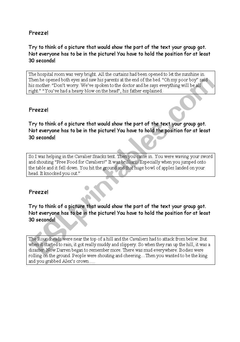 Freeze!  worksheet