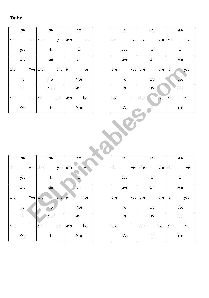 to be puzzle worksheet