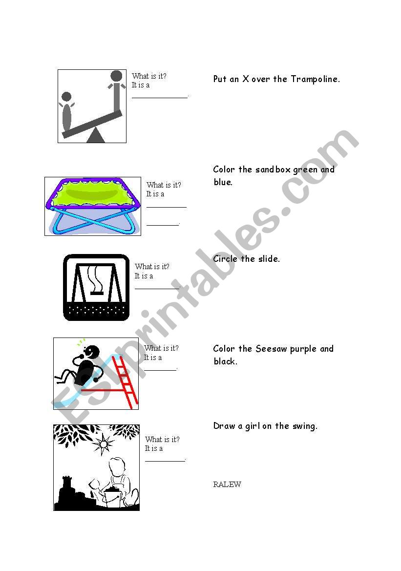 What is it? A playground worksheet