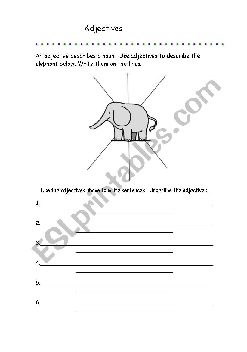 Adjectives worksheet