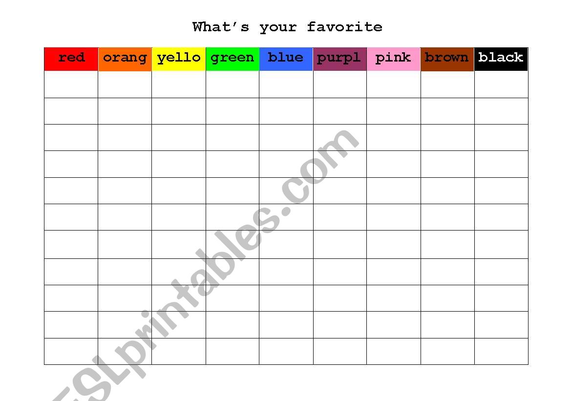 Favorite Color Graph worksheet