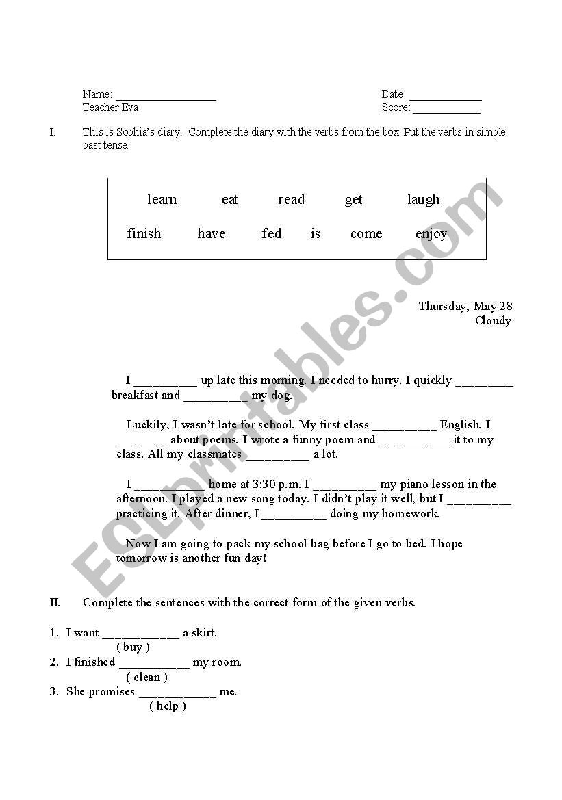 English Test worksheet