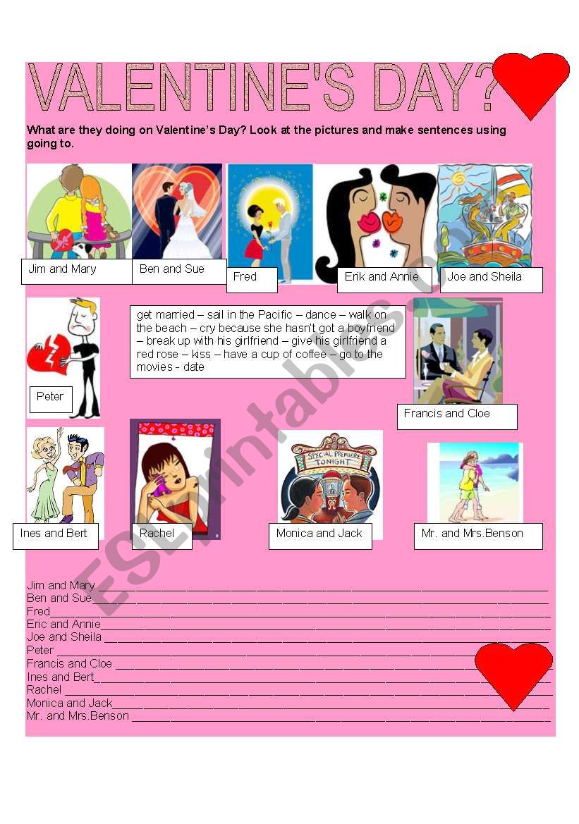 VALENTINE S DAY ESL Worksheet By S lefevre