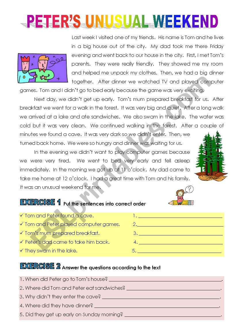 Reading simple Past ESL Worksheet By Csscano