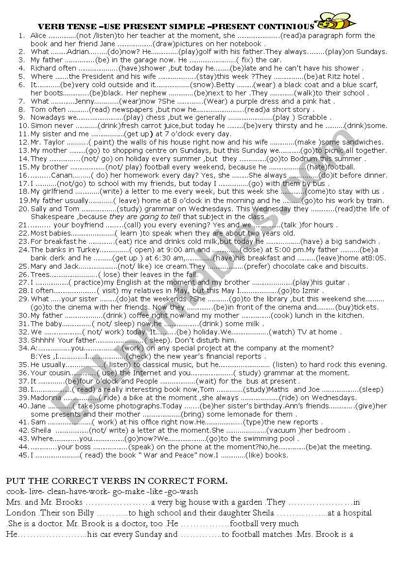 Mxed tenses  worksheet