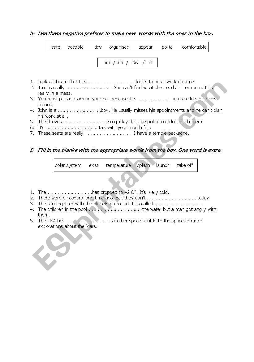 prefixes worksheet