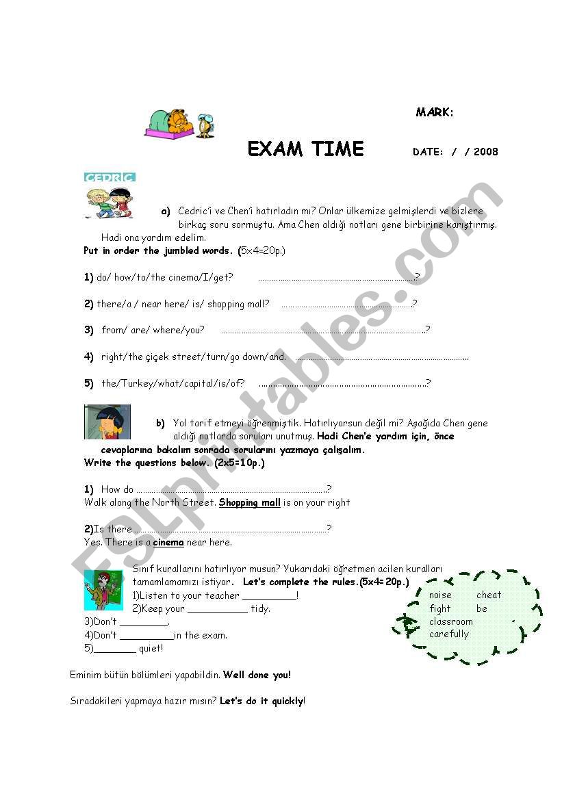 exam time worksheet