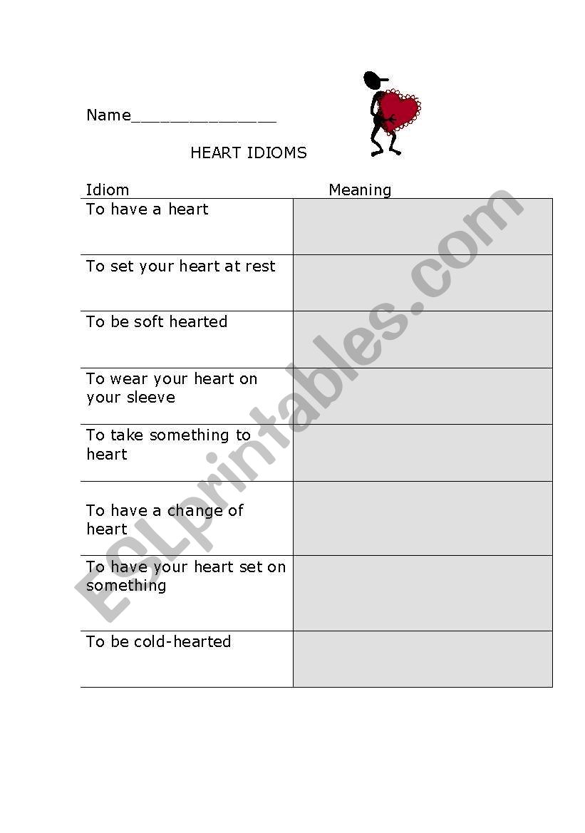 Heart Idioms worksheet