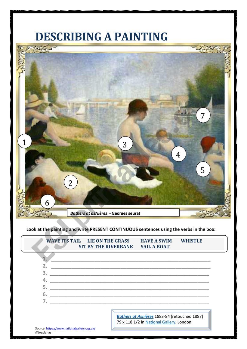 describing-a-painting-3-seurat-2-pages-esl-worksheet-by-joebcn