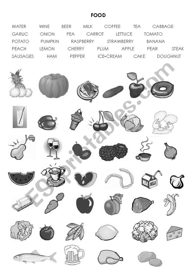 Food B&W worksheet