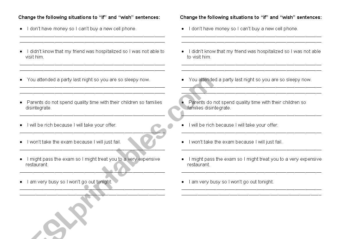 if & wish worksheet